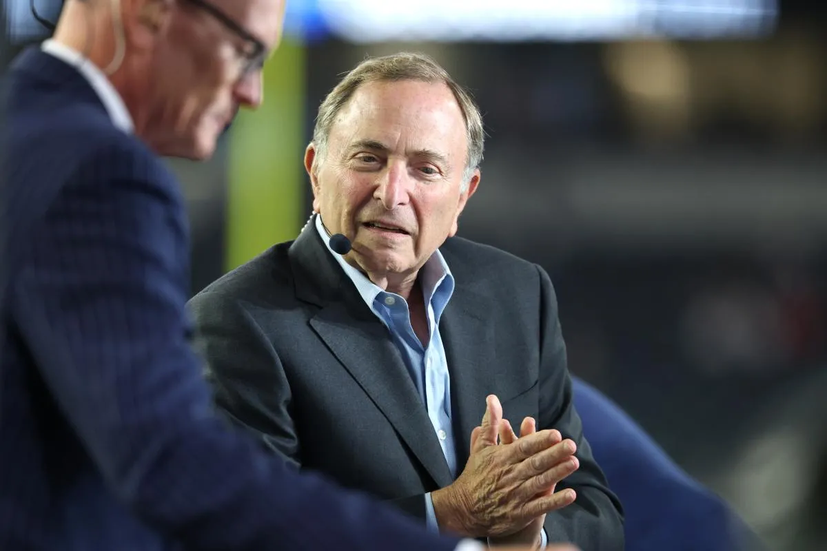 NHL commissioner Gary Bettman talks to media before the game between the Dallas Cowboys and the Arizona Cardinals at ATT Stadium.