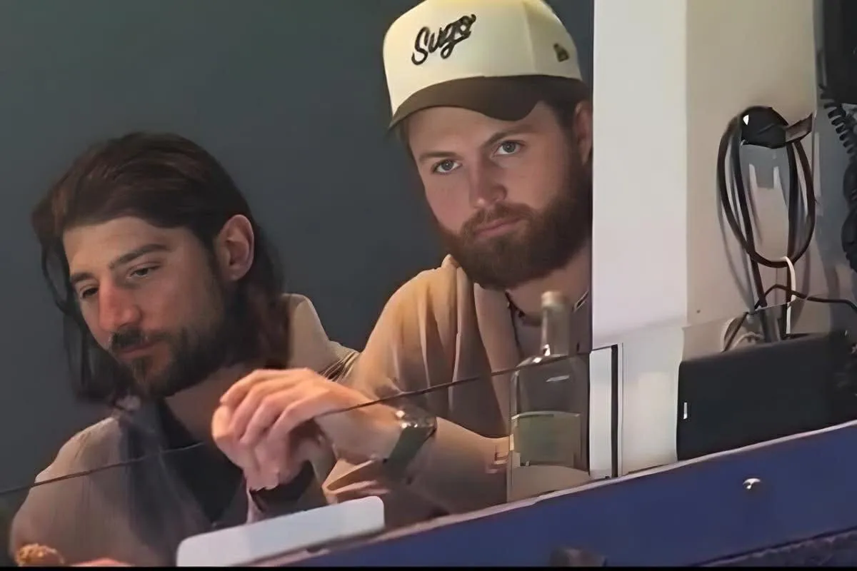 Toronto Maple Leafs forward William Nylander watches the Maple Leafs vs. Avalanche game from the press box.