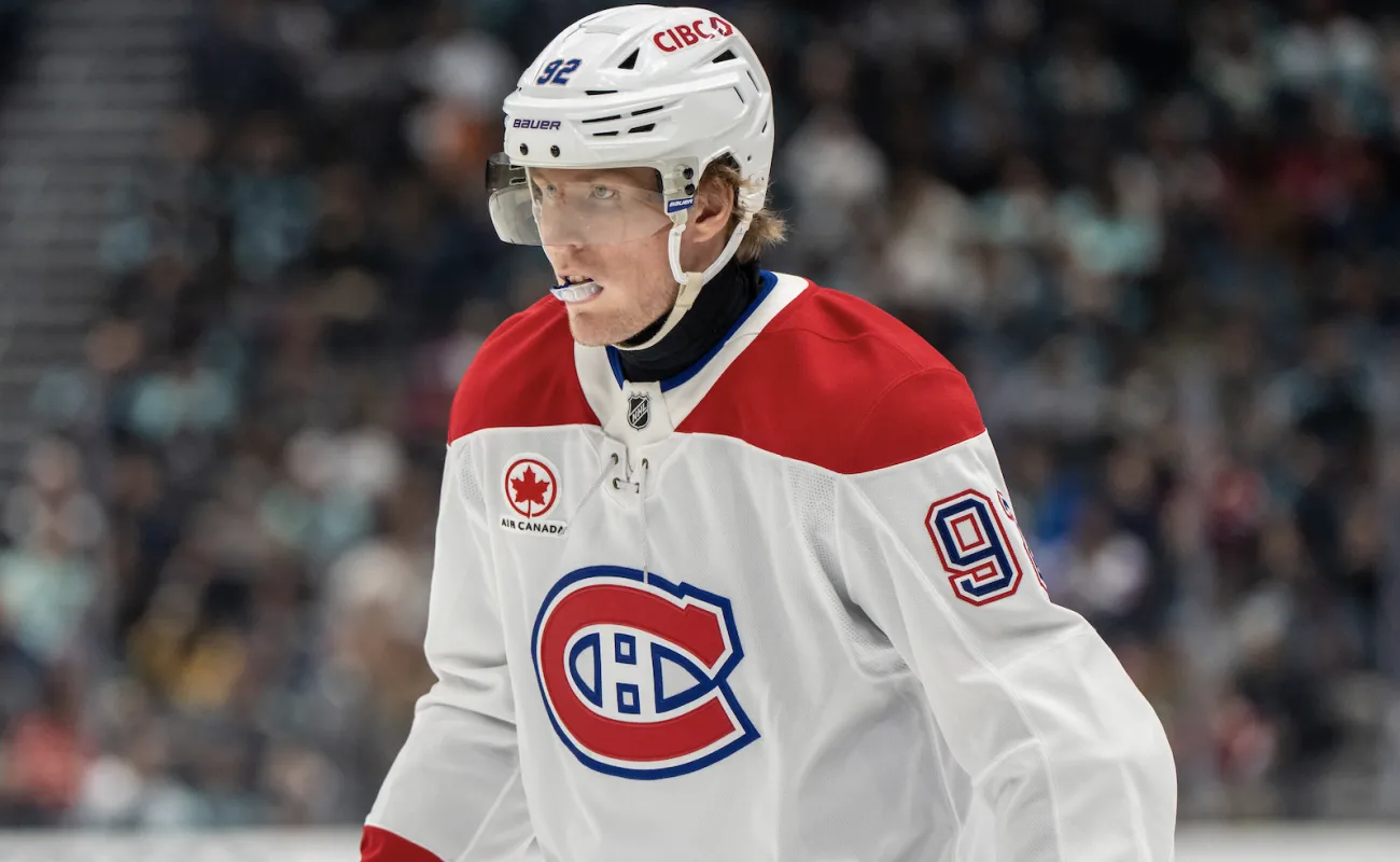 L'attaquant des Canadiens de Montr&eacute;al Patrik Laine (92) photographi&eacute; lors d'un match contre les Kraken de Seattle &agrave; la Climate Pledge Arena.