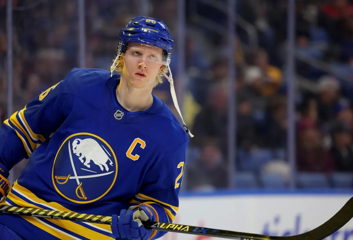 Buffalo Sabres defenseman Rasmus Dahlin (26) at the start of the third period against the Philadelphia Flyers at KeyBank Center.