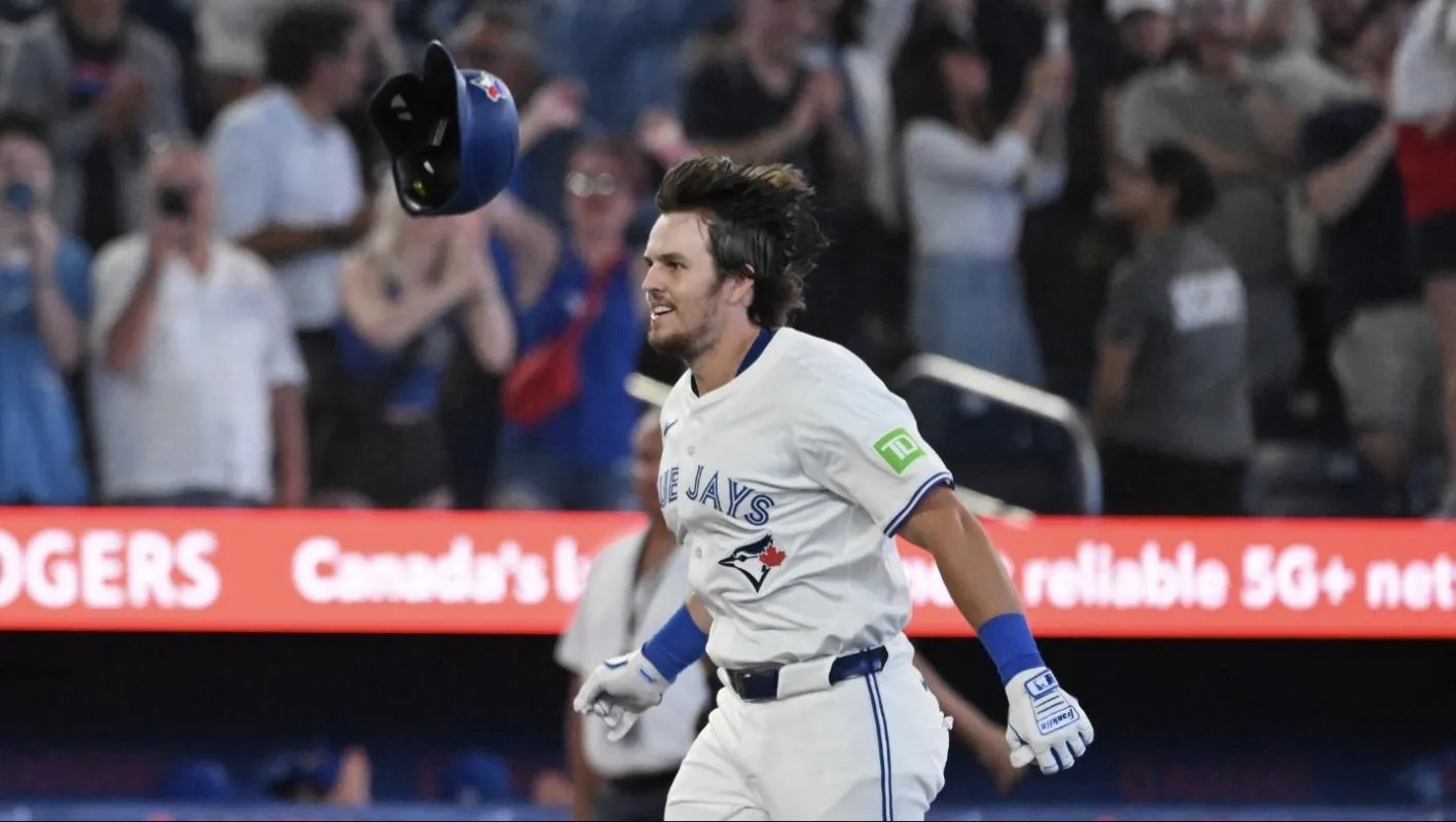 Toronto Blue Jays right fielder Addison Barger (47) runs the bases after hitting a walk off solo home run against the Arizona Diamondbacks in the ninth inning at Rogers Centre.