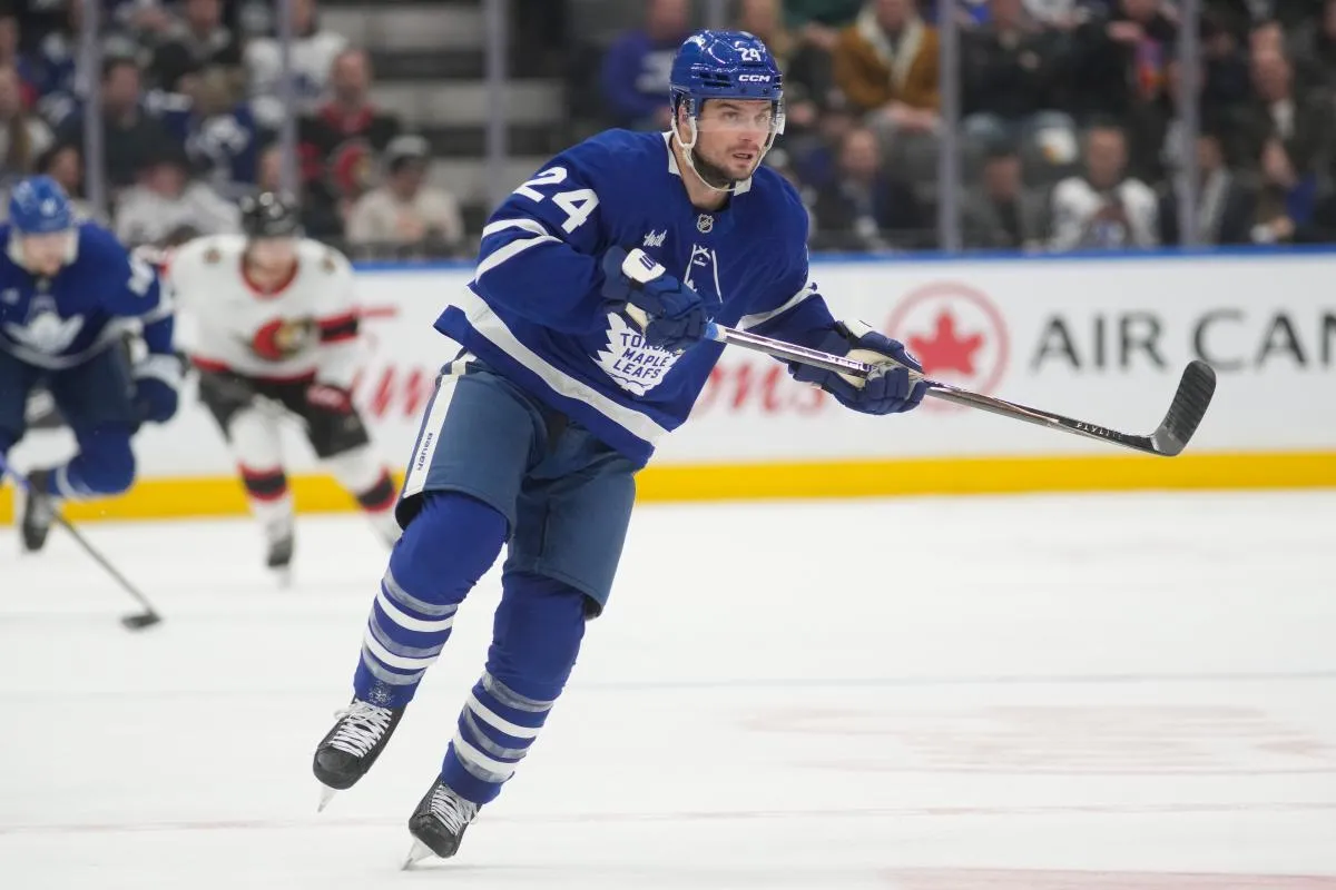 Toronto Maple Leafs forward Scott Laughton (24) skates against the Ottawa Senators at Scotiabank Arena.