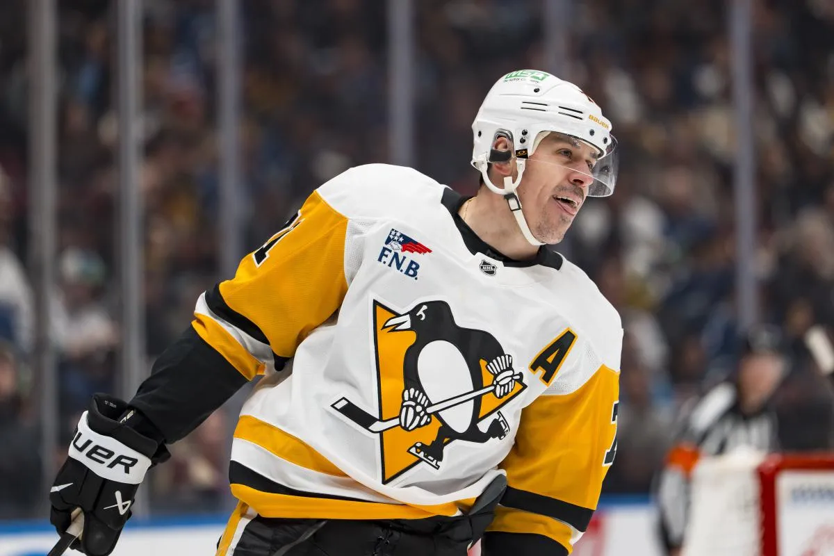 Pittsburgh Penguins forward Evgeni Malkin (71) during a stop in play against the Vancouver Canucks in the second period at Rogers Arena.