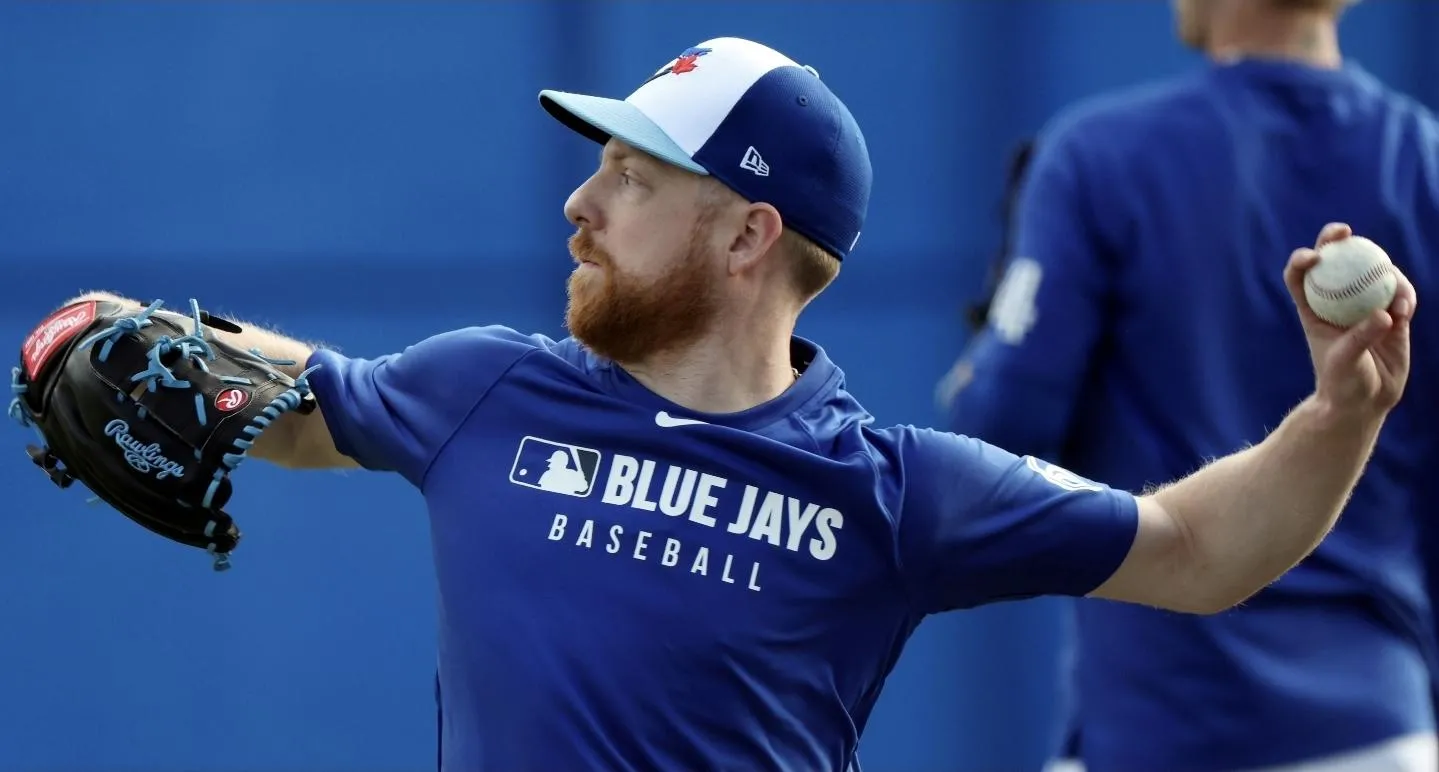 Toronto Blue Jays pitcher Richard Lovelady (68) during spring training workouts at TD Ballpark.