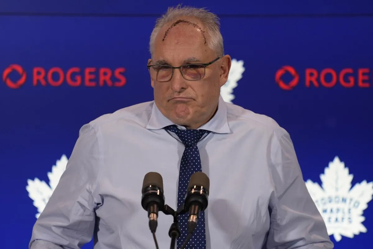 Toronto Maple Leafs head coach Craig Berube during the post game press conference following a loss to the Colorado Avalanche at Scotiabank Arena