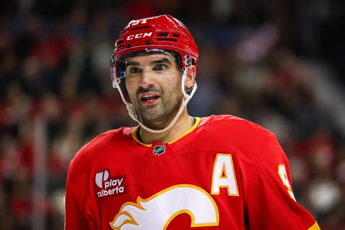 Calgary Flames center Nazem Kadri (91) against the Washington Capitals during the second period at Scotiabank Saddledome.