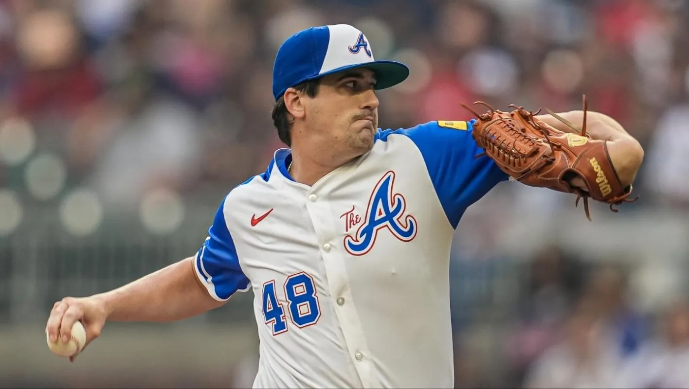Atlanta Braves starting pitcher Cal Quantrill (48) pitches against the New York Mets during the first inning at Truist Park.