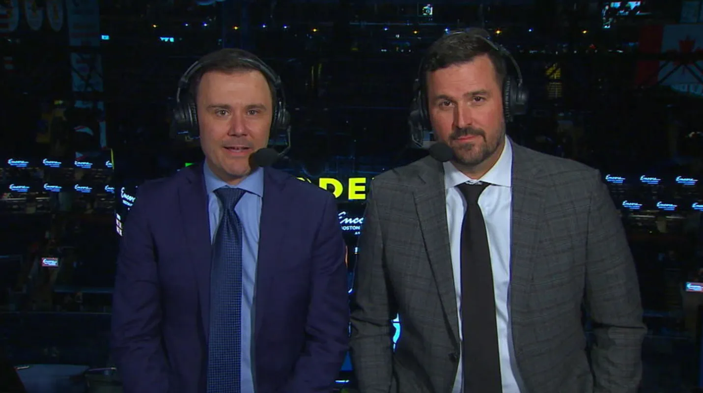 F&eacute;lix S&eacute;guin et Patrick Lalime de TVA Sports