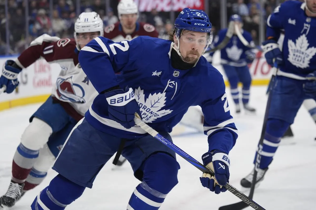 Toronto Maple Leafs defenseman Simon Benoit (2) skates against the Colorado Avalanche during the first period at Scotiabank Arena.