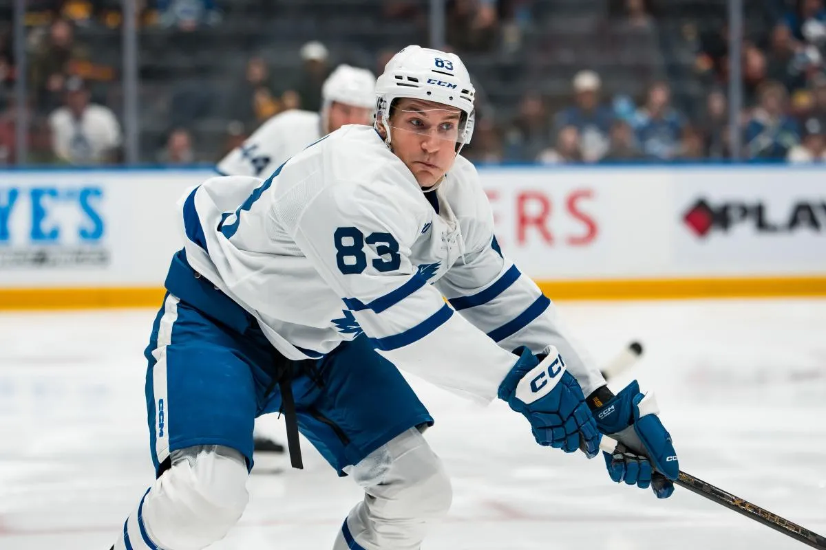 Toronto Maple Leafs defenseman Marshall Rifai (83) skates against the Vancouver Canucks in the second period at Rogers Arena.