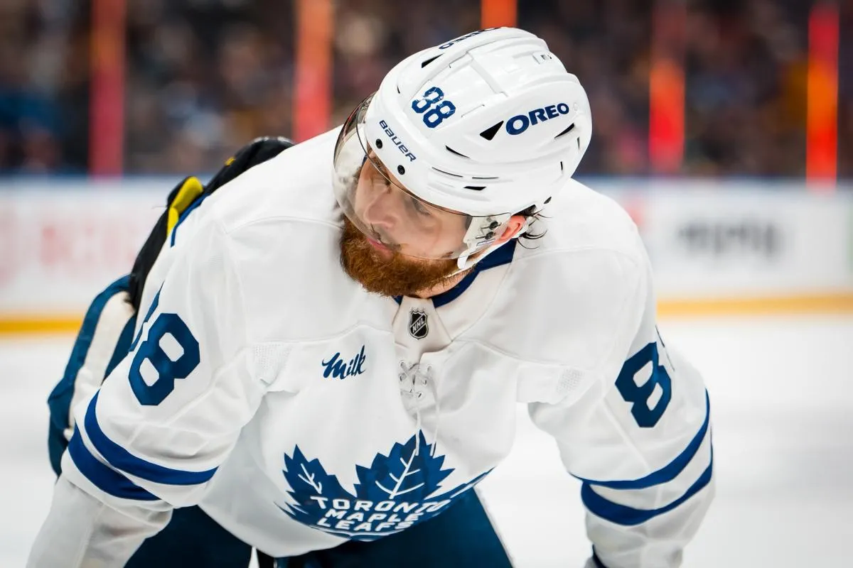 Toronto Maple Leafs forward William Nylander (88) during a stop in play against the Vancouver Canucks in the third period at Rogers Arena.