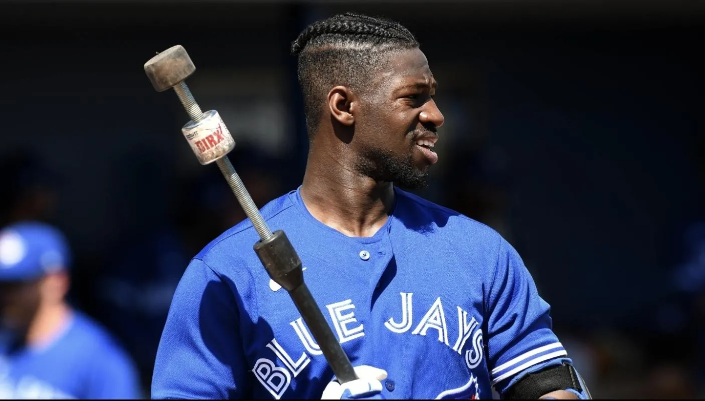 Toronto Blue Jays outfielder Jonathan Davis (49) prepares to bat before the start of the game against the Tampa Bay Rays at Charlotte Sports Park.