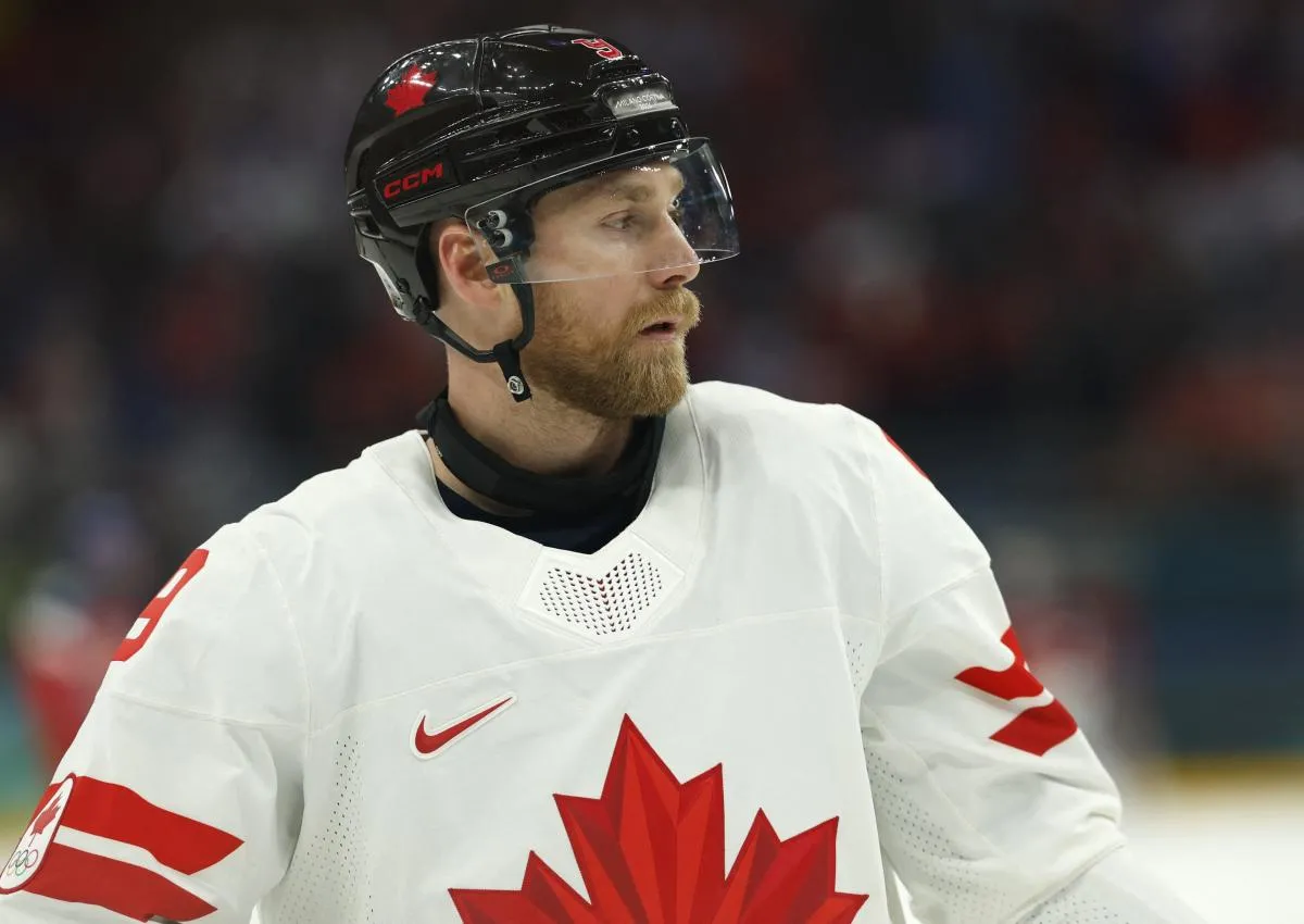 Sam Bennett of Canada during the warm up before the match against Czechia in a men's ice hockey group A match during the Milano Cortina 2026 Olympic Winter Games at Milano Santagiulia Ice Hockey Arena.