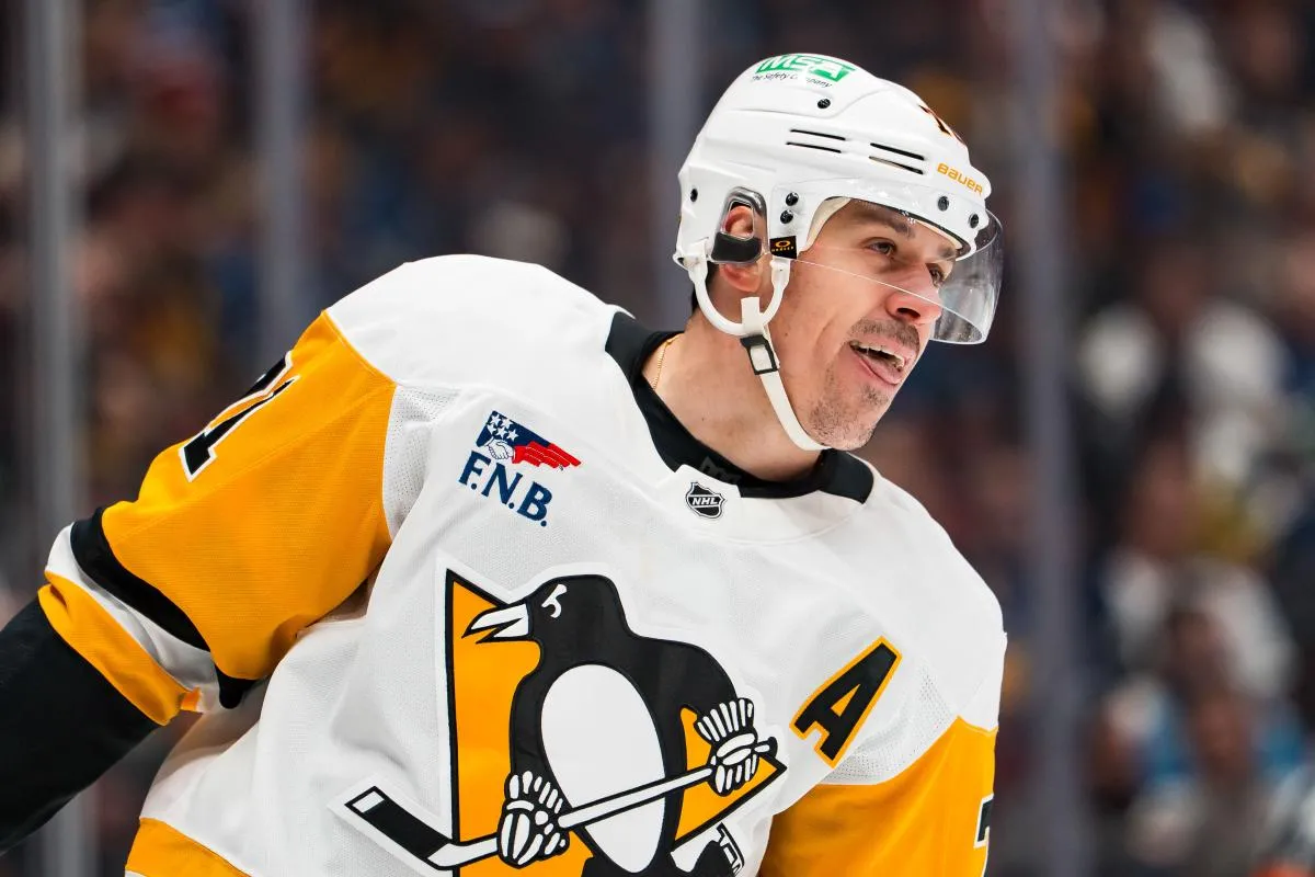 Pittsburgh Penguins forward Evgeni Malkin (71) during a stop in play against the Vancouver Canucks in the second period at Rogers Arena.