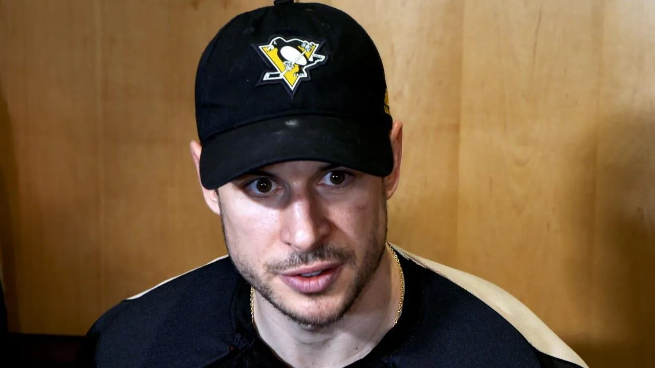 Sidney Crosby speaking to the media during a press conference after his injury suffered at the Olympic Games.