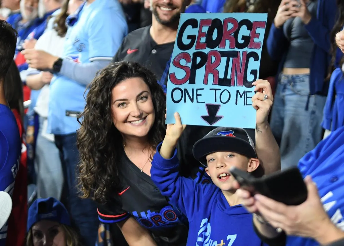 Toronto Blue Jays fans during the seventh inning of game seven of the ALCS round for the 2025 MLB playoffs against the Seattle Mariners at Rogers Centre.