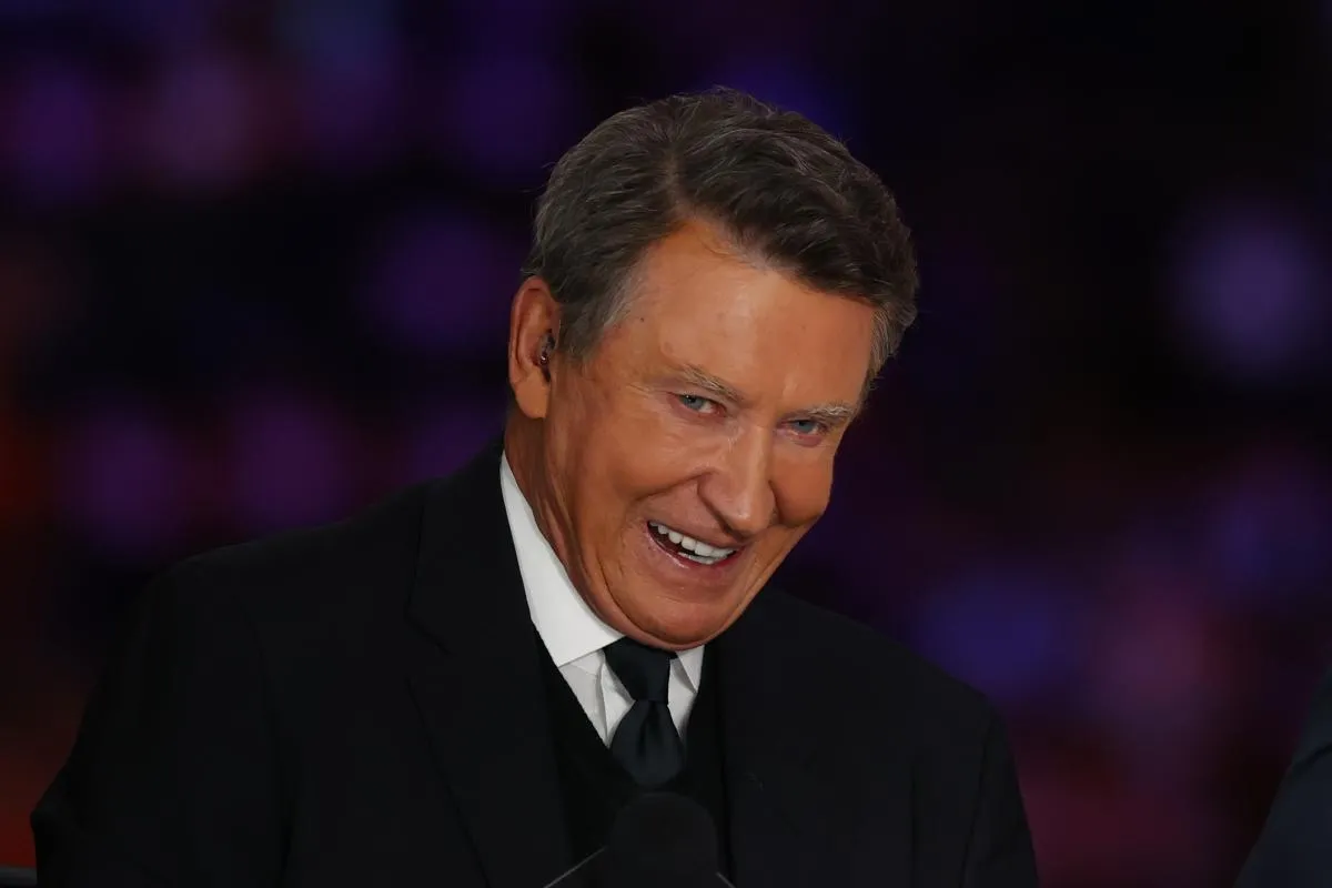 Canadian former ice hockey player Wayne Gretzky is present for the game between Edmonton Oilers and Florida Panthers in game five of the 2025 Stanley Cup Final at Rogers Place.