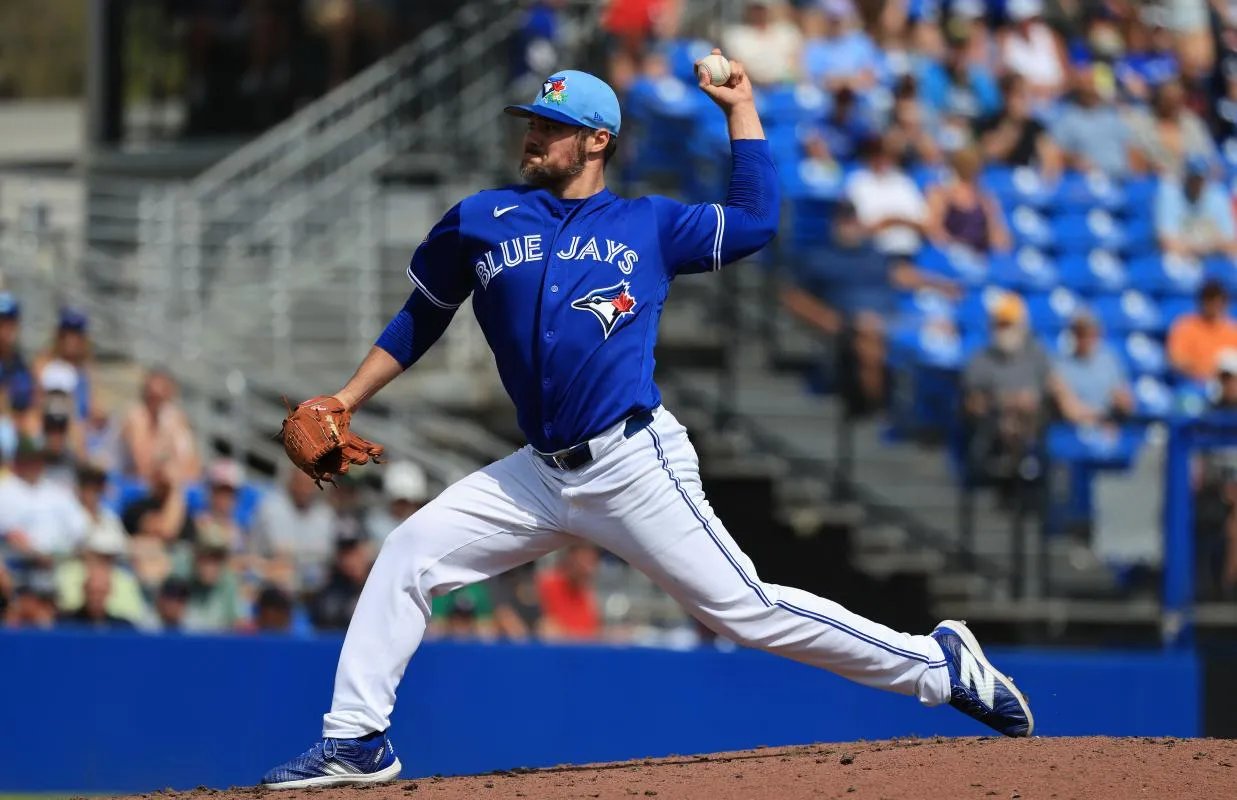 Toronto Blue Jays pitcher Brendon Little (54) throws a pitch during the fourth inning against the Boston Red Sox at TD Ballpark.