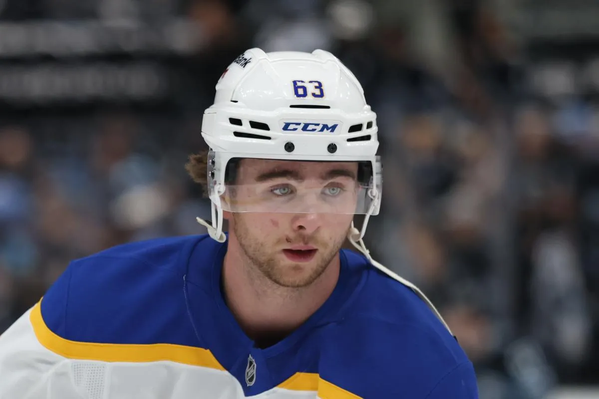 Buffalo Sabres right wing Isak Rosen (63) warms up before a game against the Utah Mammoth at Delta Center.