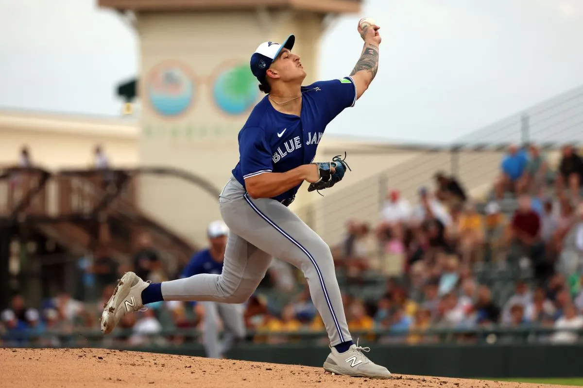 Toronto Blue Jays pitcher Ricky Tiedemann (70) throws a pitch during the first inning against the Pittsburgh Pirates at LECOM Park.