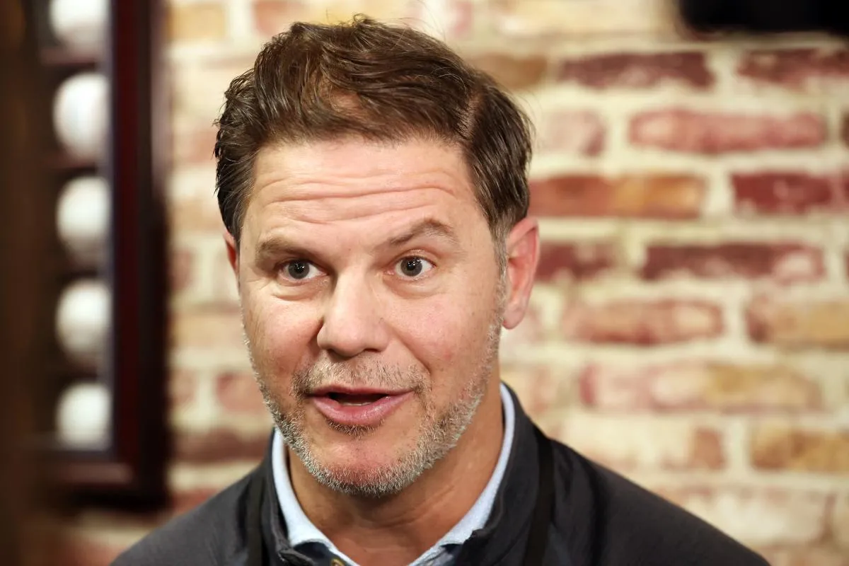 Toronto Blue Jays general manager Ross Atkins talks with media at George M. Steinbrenner Field.