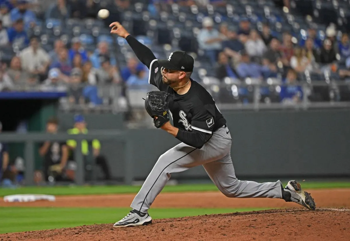 Chicago White Sox relief pitcher Caleb Freeman (68) throws a pitch in the eighth inning against the Kansas City Royals at Kauffman Stadium.