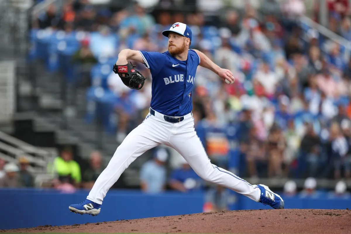 Toronto Blue Jays pitcher Richard Lovelady (68) throws a pitch against the Houston Astros in the third inning during spring training at TD Ballpark.