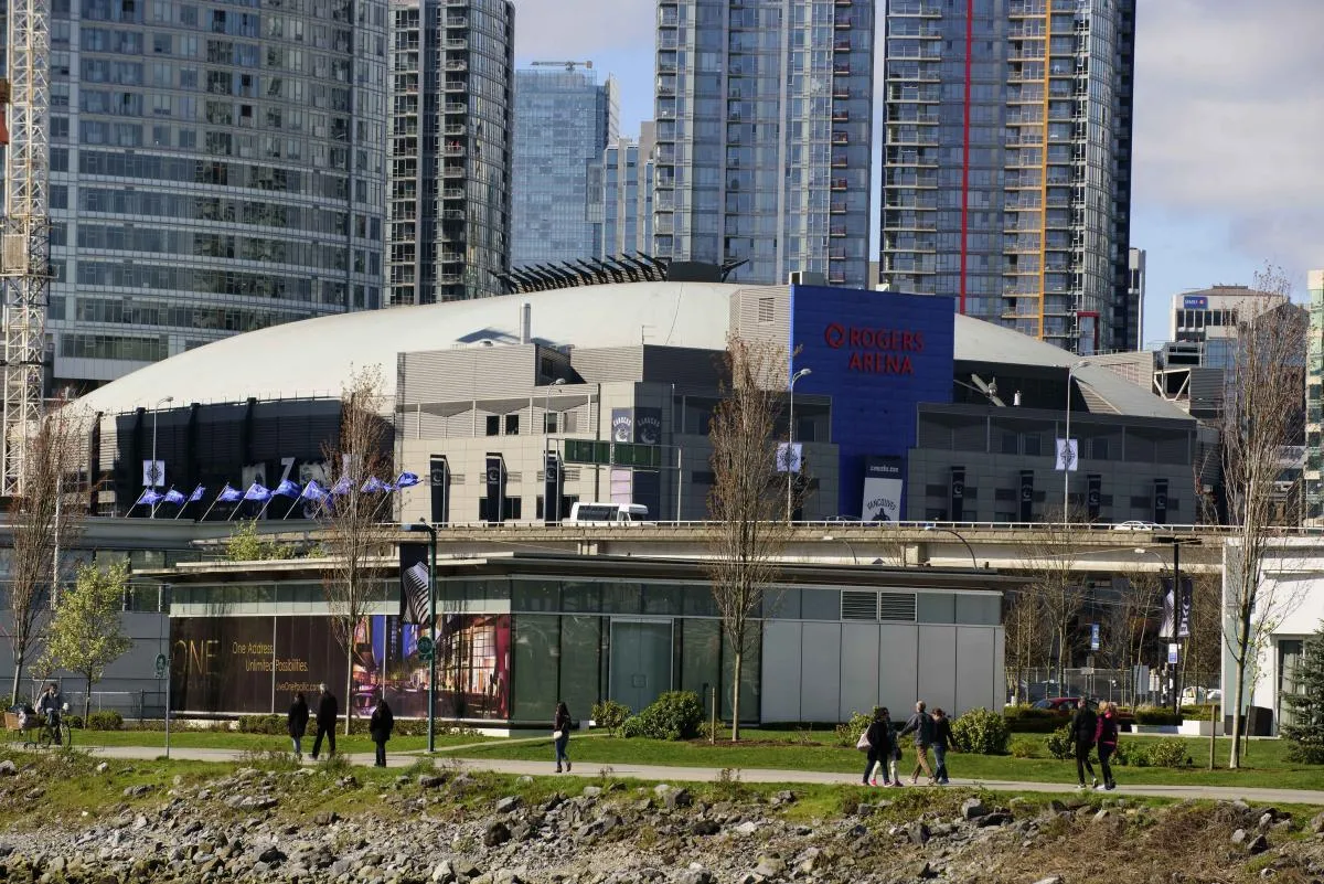 A general view of the exterior of Rogers Arena before a game between the Vancouver Canucks and the Chicago Blackhawks.