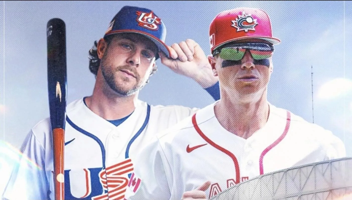 2026 World Baseball Classic quarter finalists: Team USA utility player Ernie Clement and Team Canada outfielder Tyler O'Neill.