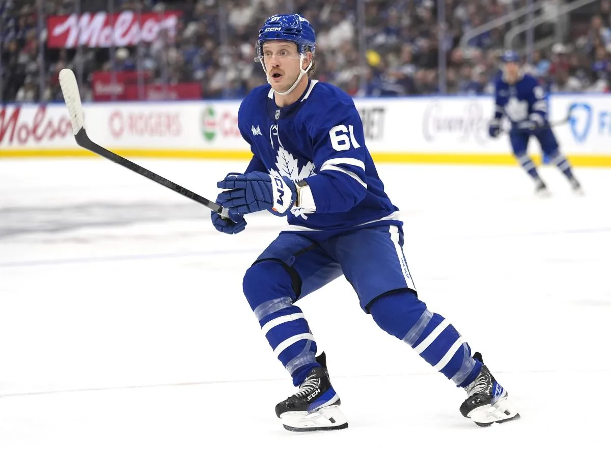 Toronto Maple Leafs forward Michael Pezzetta (61) skates against the Montreal Canadiens during the third period at Scotiabank Arena.