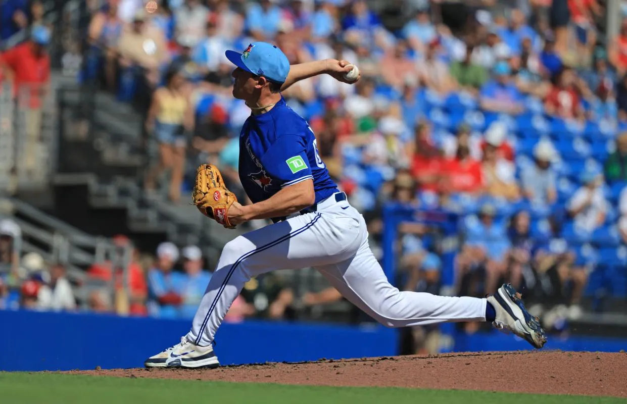 Toronto Blue Jays pitcher CJ Van Eyk (67) throws a pitch during the fifth inning against the Philadelphia Phillies at TD Ballpark.