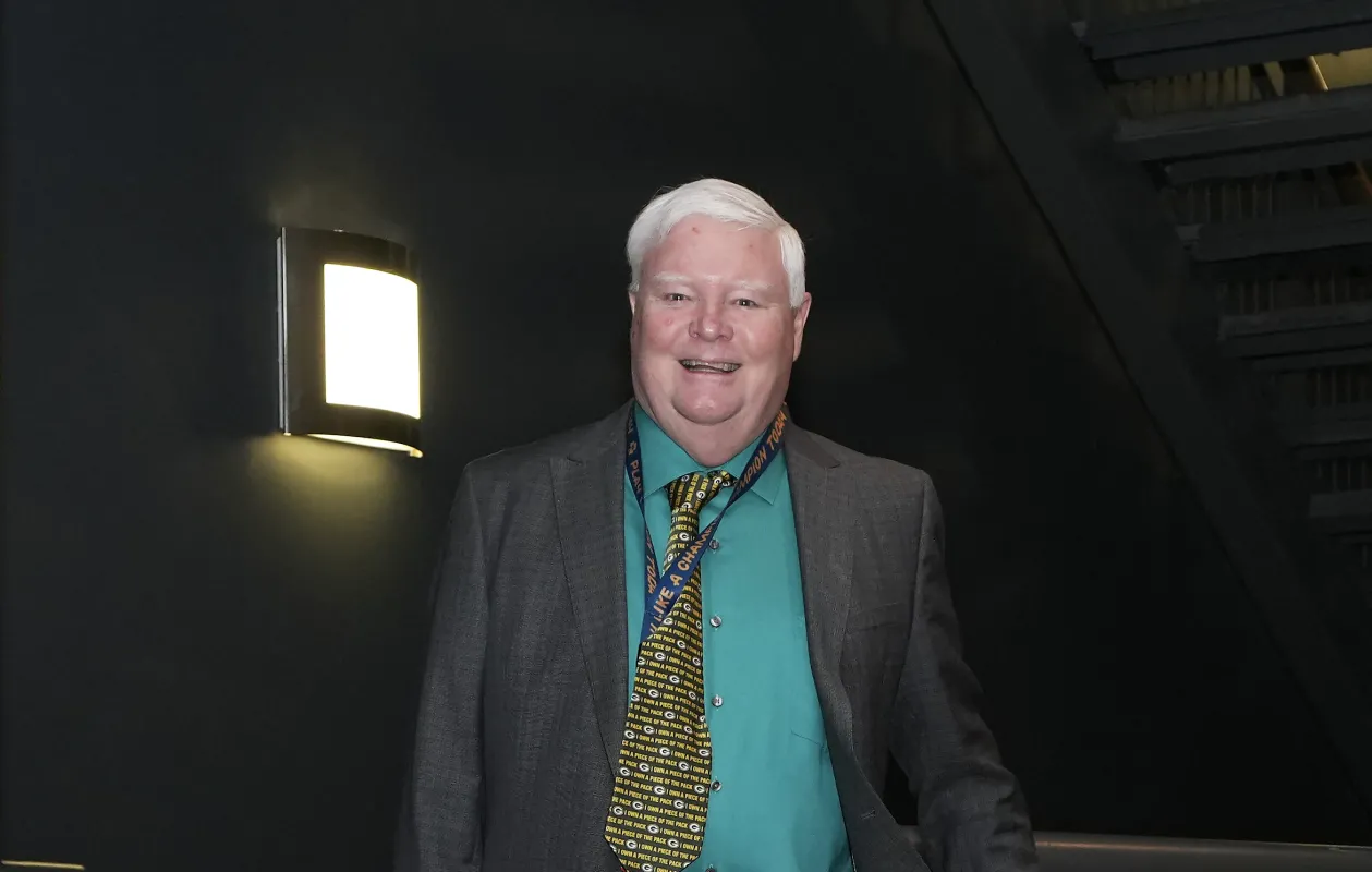 Canadian sports commentator Joe Bowenarrives before a game between the Vancouver Canucks and the Toronto Maple Leafs at Scotiabank Arena.
