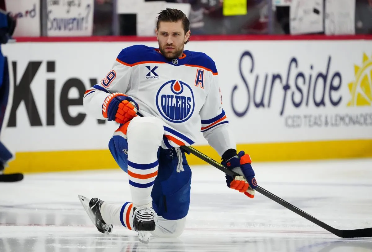 Edmonton Oilers center Leon Draisaitl (29) before the game against the Colorado Avalanche at Ball Arena.