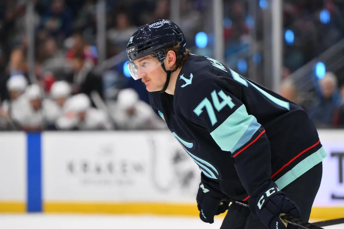 Seattle Kraken center Bobby McMann (74) during the second period against the Florida Panthers at Climate Pledge Arena