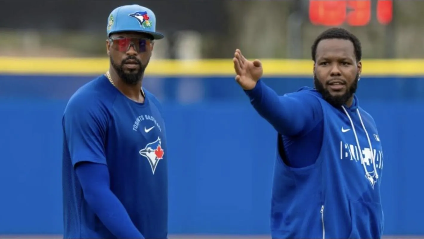 Toronto Blue Jays outfielder/infielder Eloy Jimenez and first baseman Vladimir Guerrero Jr at the Player Development Complex in Dunedin Florida.