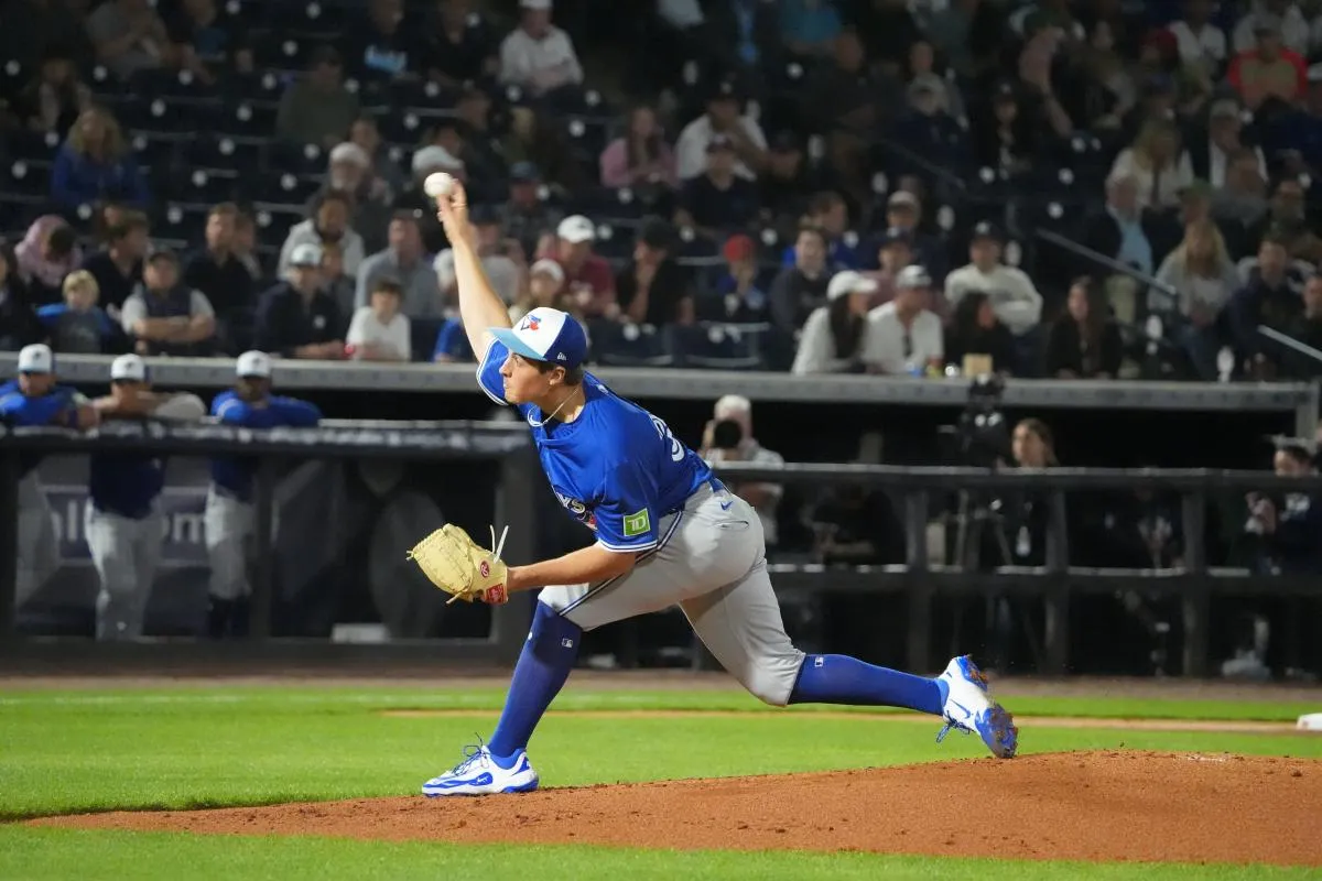 Toronto Blue Jays pitcher Jake Bloss (39) throws a pitch against the New York Yankees during the first inning at George M. Steinbrenner Field.