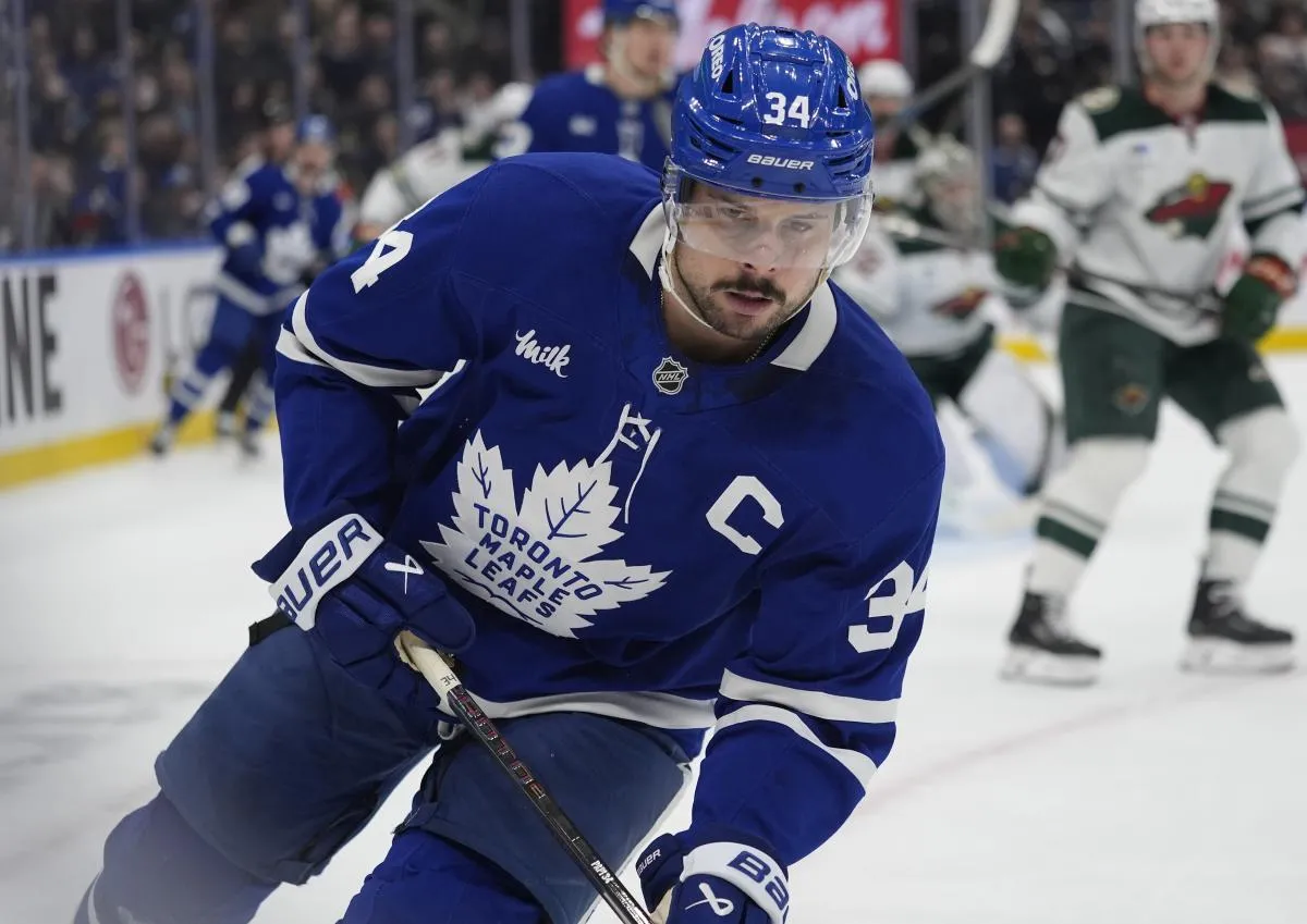 Toronto Maple Leafs forward Auston Matthews (34) skates against the Minnesota Wild during the first period at Scotiabank Arena