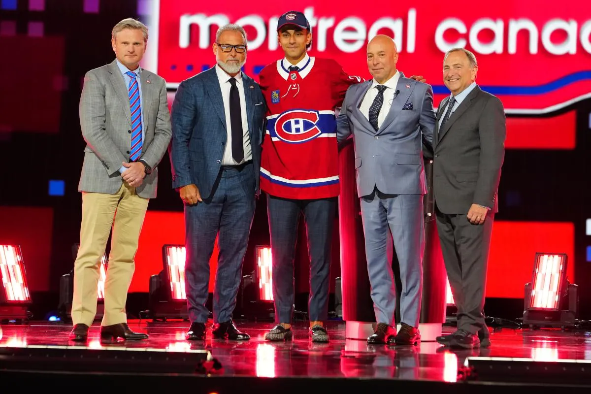Michael Hage is selected by the Montreal Canadiens with the 21st overall pick in the first round of the 2024 NHL Draft at The Sphere.