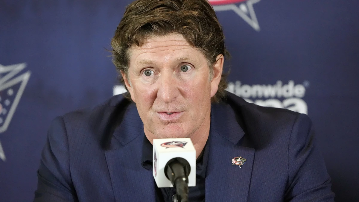 New Columbus Blue Jackets head coach Mike Babcock speaks to the media after being named the ninth Blue Jackets head coach during a press conference at Nationwide Arena.