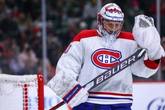 Cayden Primeau avec le Canadien de Montr&eacute;al