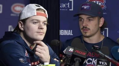 Cole Caufield n'est pas pass&eacute; par quatre chemins pour parler de son co&eacute;quipier Arber Xhekaj.