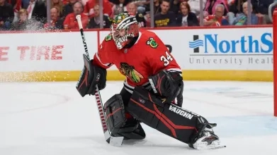 Chicago Blackhawks' goaltender Petr Mrazek during a game.