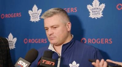 Toronto Maple Leafs head coach Sheldon Keefe during a press conference