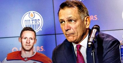 Ken Holland, general manager of the Edmonton Oilers and Corey Perry