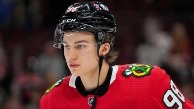 Connor Bedard during a game with the Chicago Blackhawks