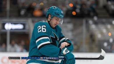 Leon Gawanke in a game with the San Jose Sharks.