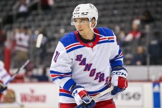 New York Rangers center Tyler Pitlick during warmups
