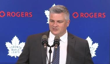 Toronto Maple Leafs head coach Sheldon Keefe in a press conference.