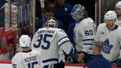 Ilya Samsonov and Joseph Woll during a game.
