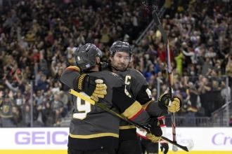 Vegas Golden Knights forwards Mark Stone and Jack Eichel